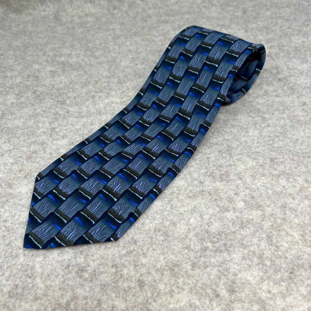 J. Garcia Blue‎ Geometric 100% Silk Tie Necktie Mens Hand Sewn Abstract 1996